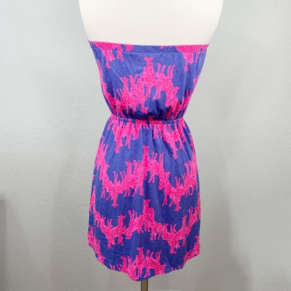 Lilly Pulitzer Windsor Strapless Dress Iris Blue Neck in Neck - Picture 3 of 9